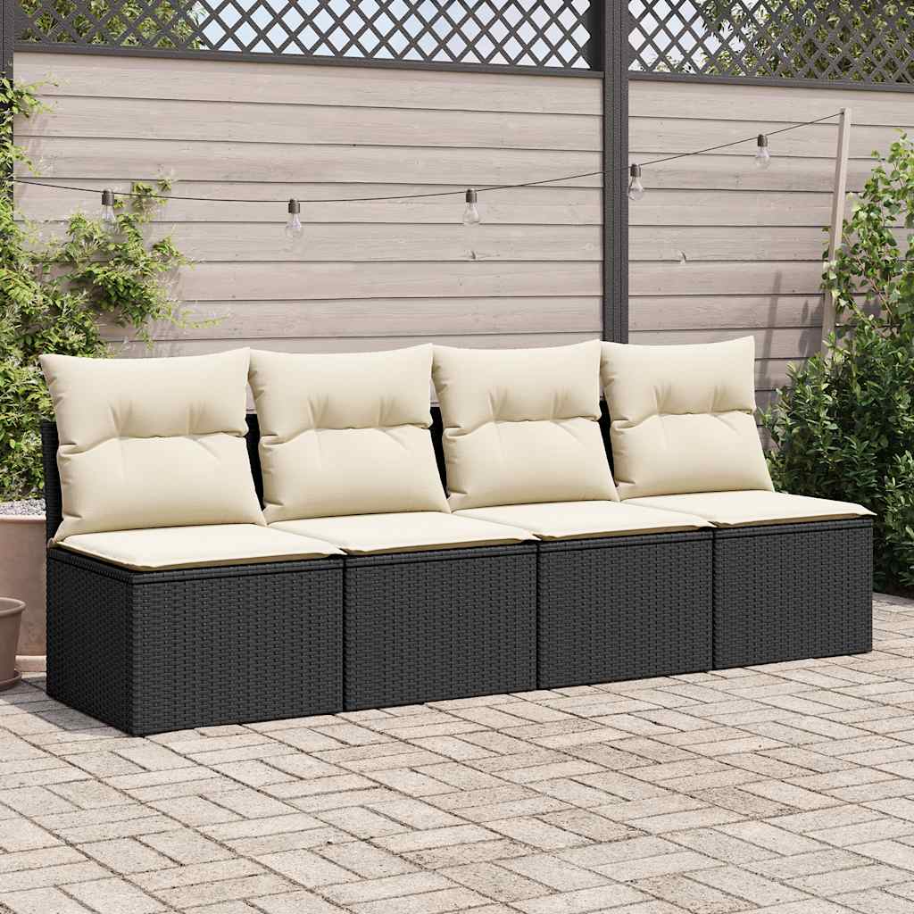 Set Divani da Giardino con Cuscini 2 pz Nero Polyrattan Acacia | homemem39
