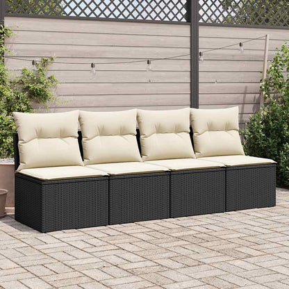 Set Divani da Giardino con Cuscini 2 pz Nero Polyrattan Acacia | homemem39