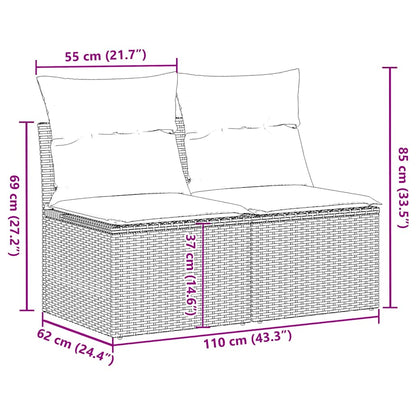 Set Divani da Giardino con Cuscini 2 pz Nero Polyrattan Acacia | homemem39