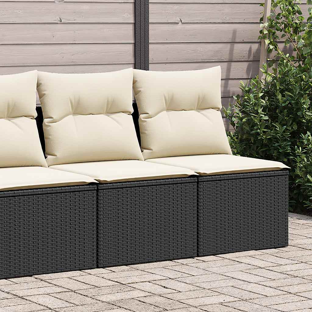 Set Divani da Giardino con Cuscini 2 pz Nero Polyrattan Acacia | homemem39