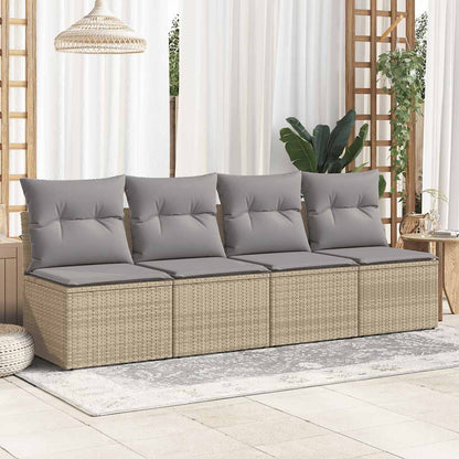 Set Divano da Giardino 2 pz con Cuscini Beige Polyrattan Acacia | homemem39