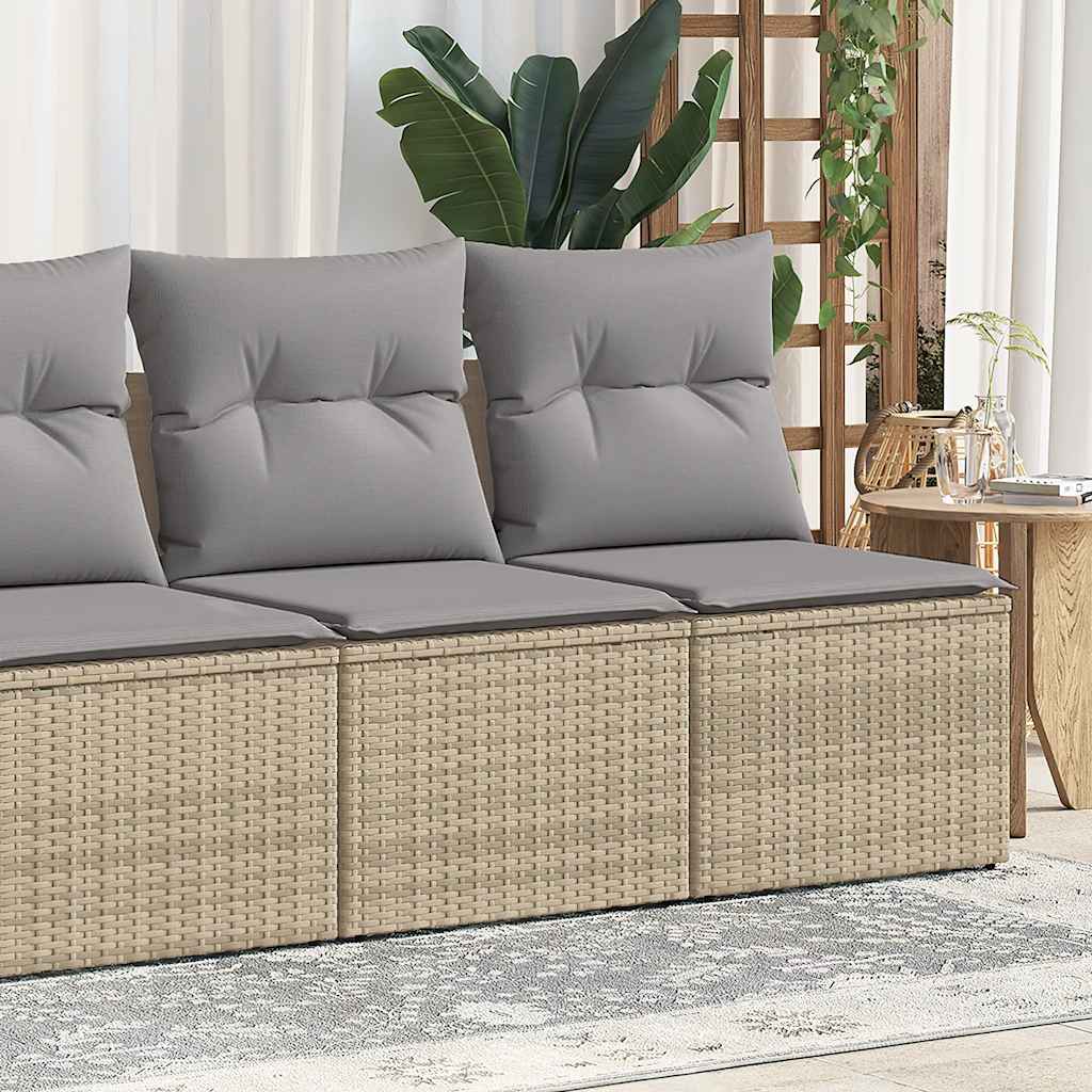 Set Divano da Giardino 2 pz con Cuscini Beige Polyrattan Acacia | homemem39