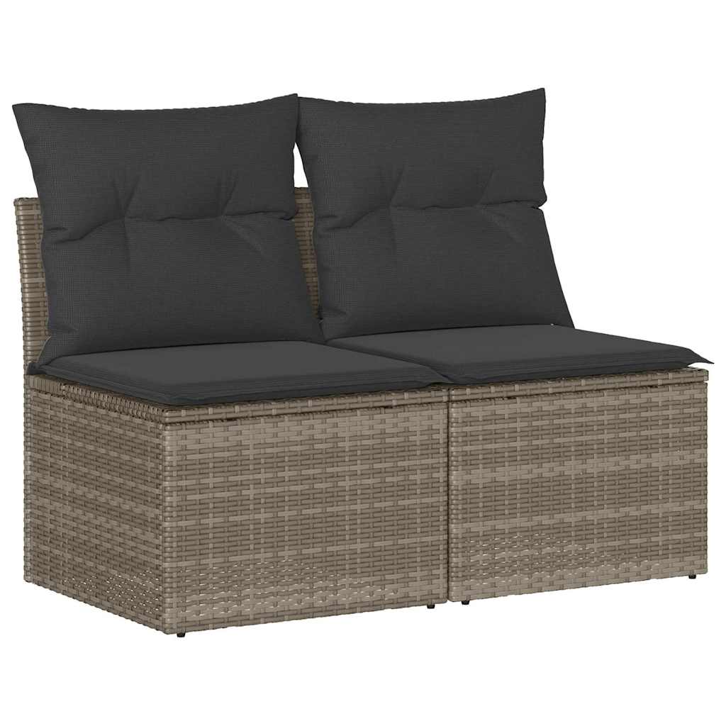 Set Divano Giardino 2 pz con Cuscini Grigio Polyrattan Acacia | homemem39