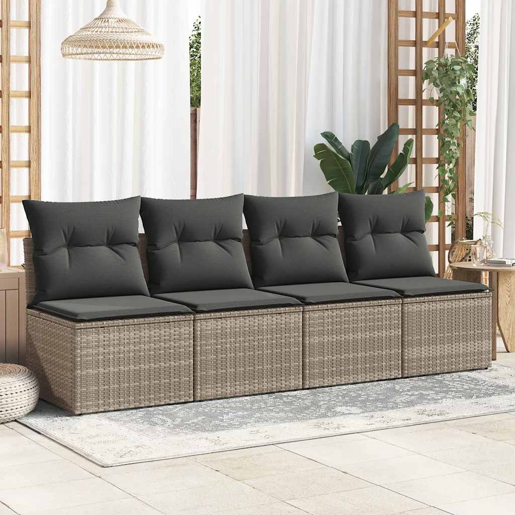 Set Divano Giardino 2 pz con Cuscini Grigio Polyrattan Acacia - homemem39