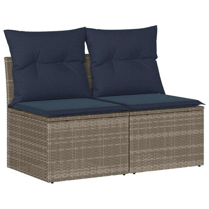 Set Divano Giardino 2 pz con Cuscini Grigio Polyrattan Acacia | homemem39
