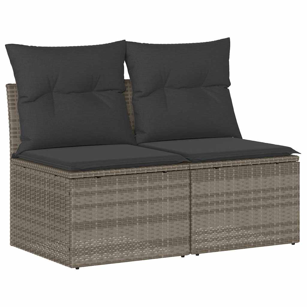 Divano Giardino 2pz con Cuscini Grigio Chiaro Polyrattan Acacia | homemem39