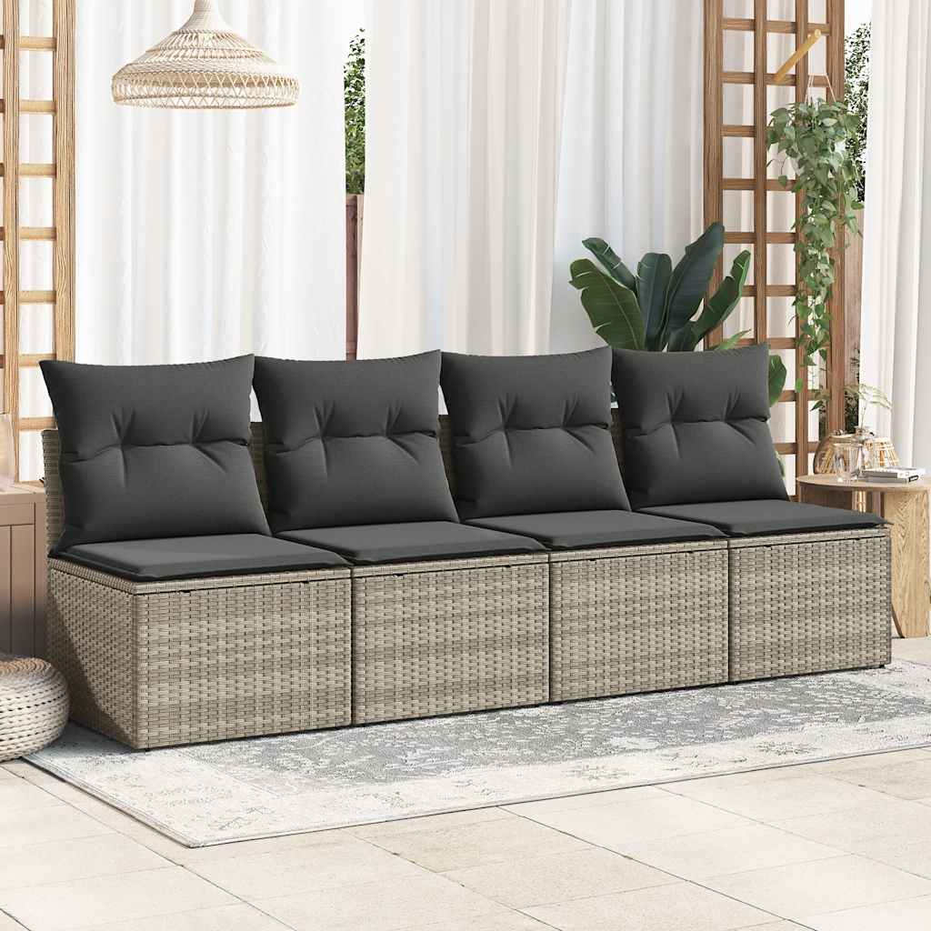 Divano Giardino 2pz con Cuscini Grigio Chiaro Polyrattan Acacia | homemem39