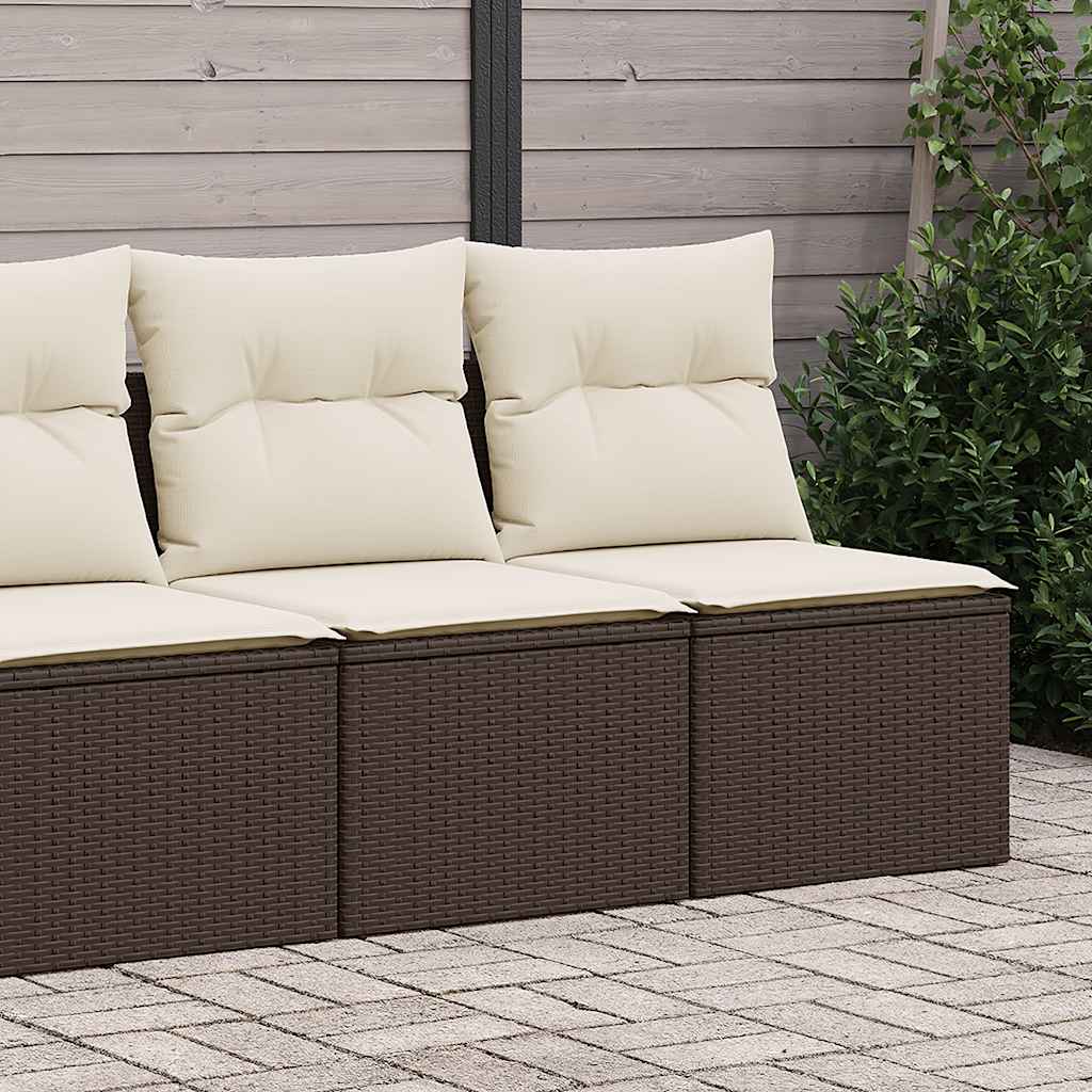 Set Divano Giardino 4 pz con Cuscini Marrone Polyrattan Acacia | homemem39