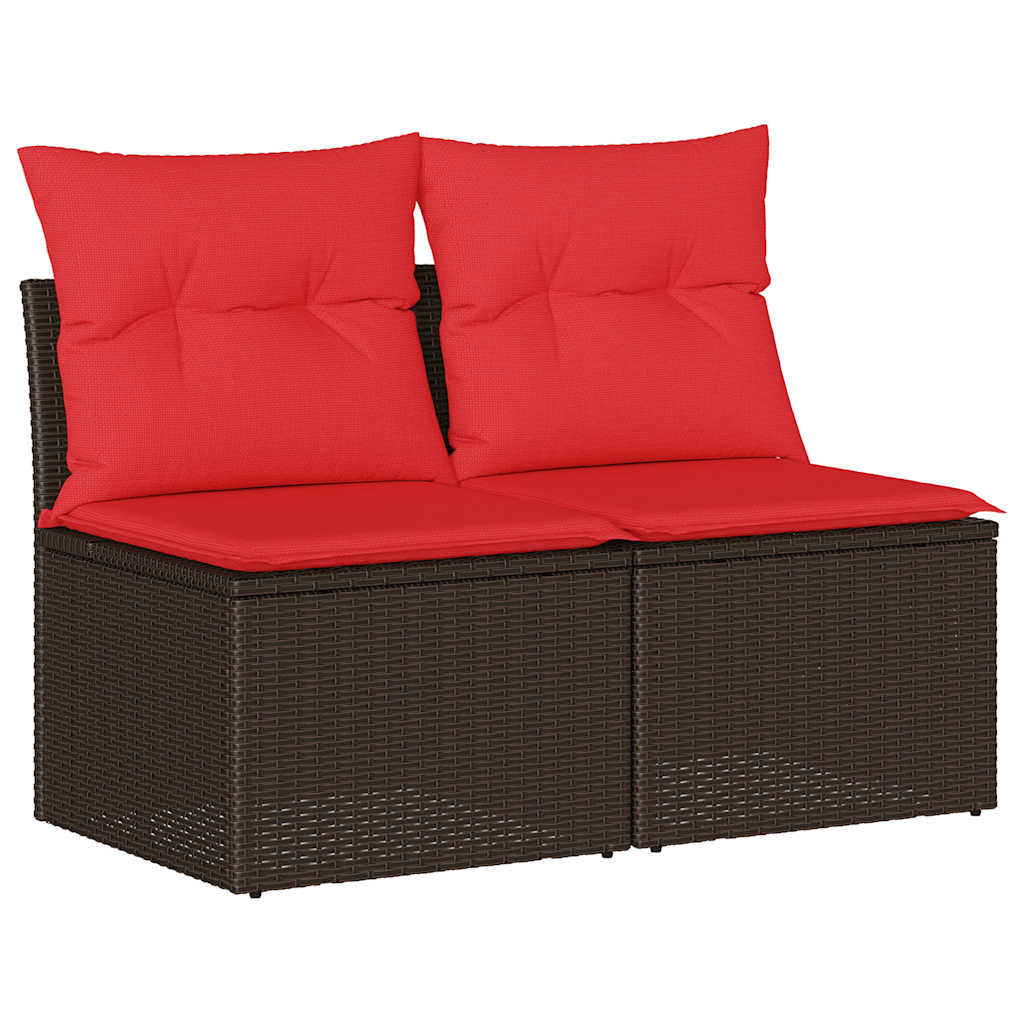Set Divano Giardino 4 pz con Cuscini Marrone Polyrattan Acacia | homemem39