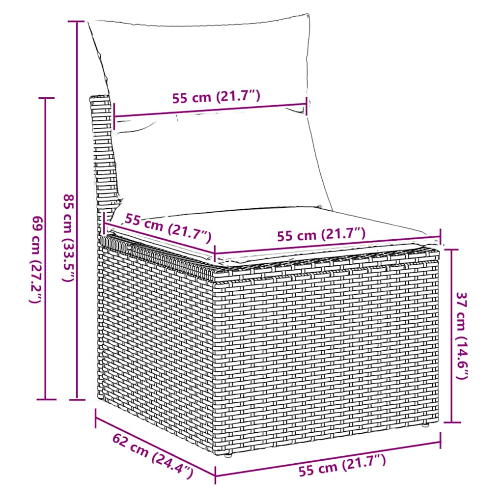 Set Divano Giardino 4 pz con Cuscini Marrone Polyrattan Acacia | homemem39