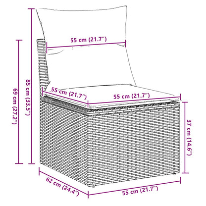Set Divano Giardino 4 pz con Cuscini Marrone Polyrattan Acacia | homemem39