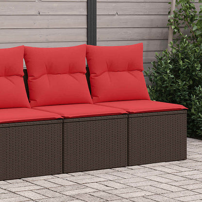 Set Divano Giardino 4 pz con Cuscini Marrone Polyrattan Acacia - homemem39