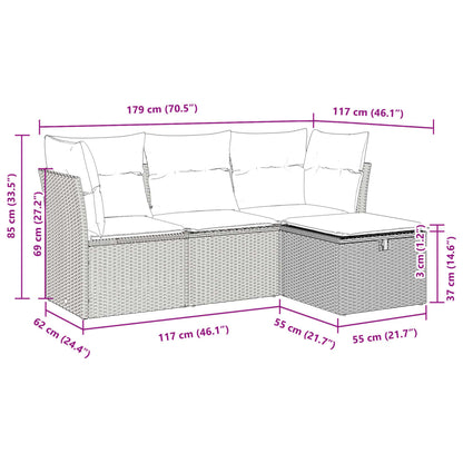 Set Divani da Giardino 4 pz con Cuscini Nero in Polyrattan | homemem39