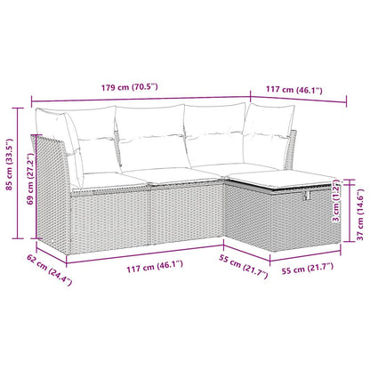 Set Divani da Giardino 4 pz con Cuscini Nero in Polyrattan | homemem39