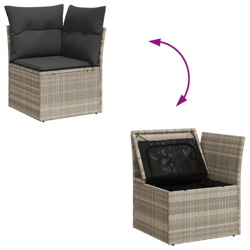 Set Divano da Giardino 4pz con Cuscini Grigio Chiaro Polyrattan - homemem39