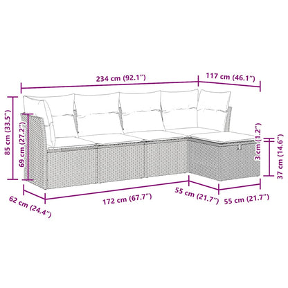 Set Divani da Giardino 5 pz con Cuscini in Polyrattan Nero | homemem39