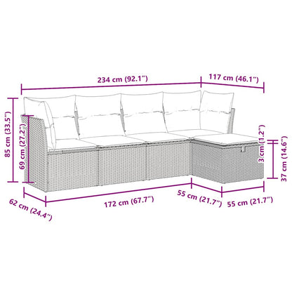Set Divano da Giardino 5 pz con Cuscini Grigio in Polyrattan | homemem39
