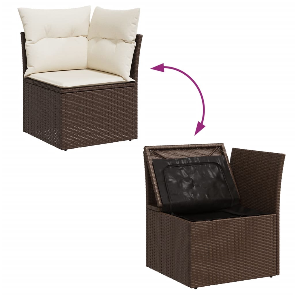 Set Divano da Giardino 5 pz con Cuscini Marrone in Polyrattan - homemem39