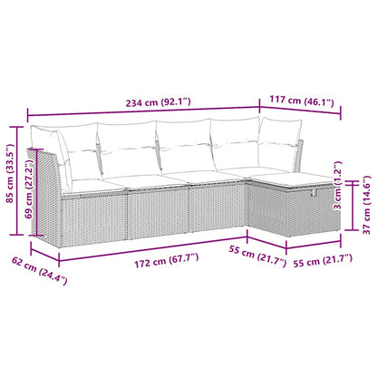 Set Divano da Giardino 5 pz con Cuscini Marrone in Polyrattan | homemem39
