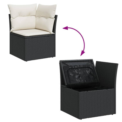 Set Divano da Giardino 6 pz con Cuscini Nero in Polyrattan - homemem39
