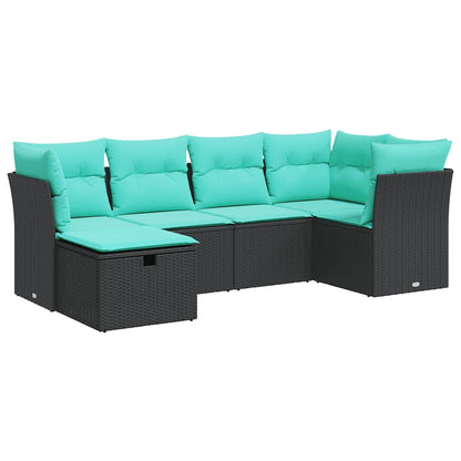 Set Divano da Giardino 6 pz con Cuscini Nero in Polyrattan | homemem39