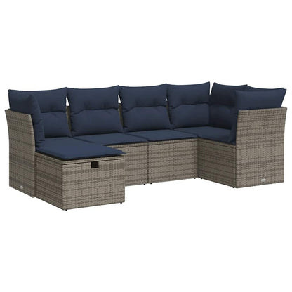 Set Divano da Giardino 6 pz con Cuscini Grigio in Polyrattan | homemem39