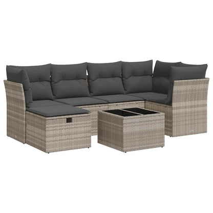 Set Divani da Giardino 7pz con Cuscini Grigio Chiaro Polyrattan - homemem39