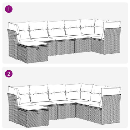 Set Divani da Giardino con Cuscini 7pz Nero Polyrattan | homemem39