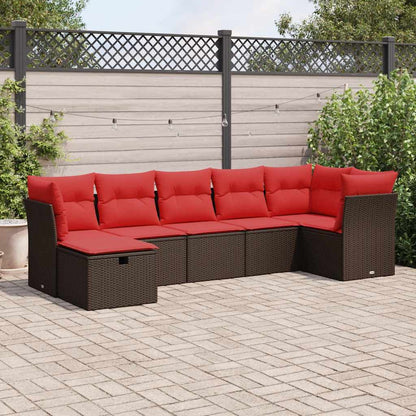 Set Divani da Giardino 7 pz con Cuscini Marrone in Polyrattan | homemem39