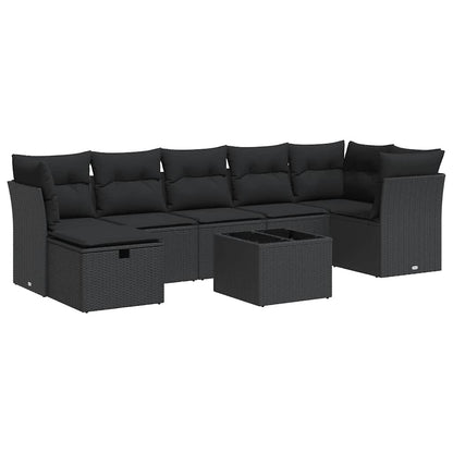 Set Divani da Giardino con Cuscini 8 pz Nero in Polyrattan | homemem39