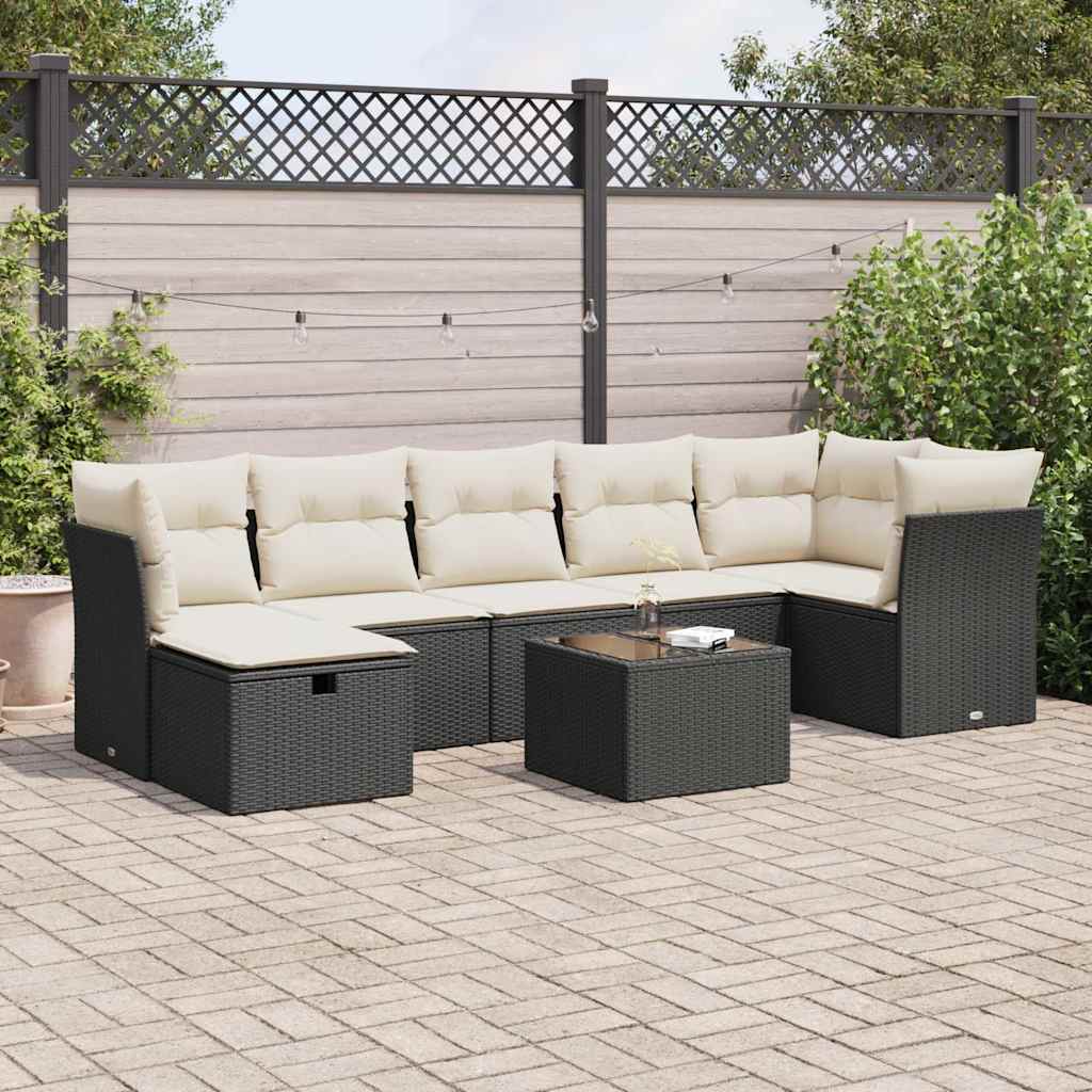 Set Divani da Giardino con Cuscini 8 pz Nero in Polyrattan - homemem39