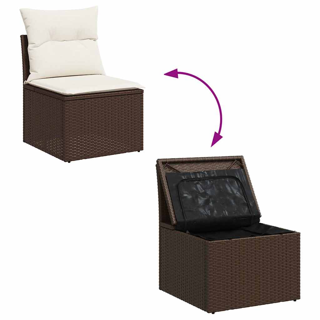 Set Divani da Giardino 8 pz con Cuscini Marrone in Polyrattan - homemem39