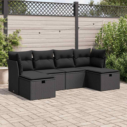 Set Divano da Giardino 6 pz con Cuscini Nero in Polyrattan | homemem39