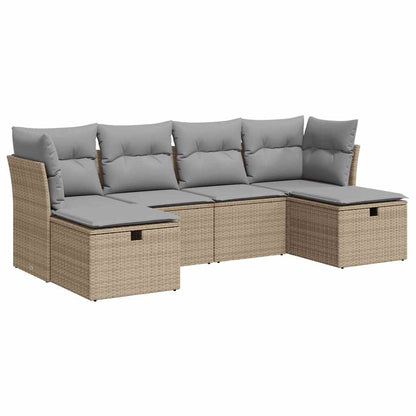 Set Divano da Giardino 6 pz con Cuscini Beige in Polyrattan - homemem39