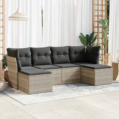 Set Divano da Giardino 6pz con Cuscini Grigio Chiaro Polyrattan - homemem39