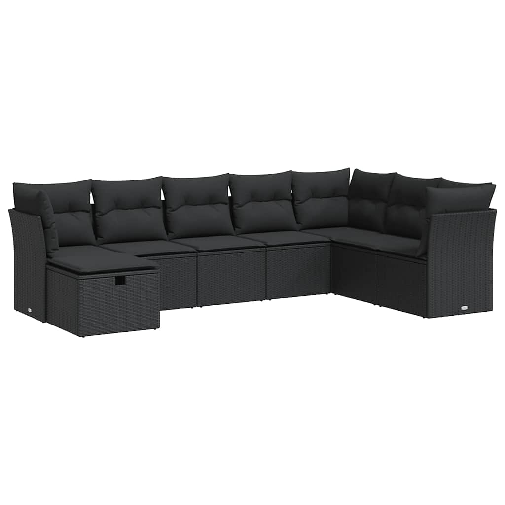 Set Divani da Giardino con Cuscini 8 pz Nero in Polyrattan | homemem39
