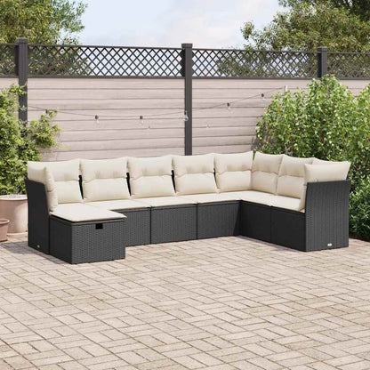 Set Divani da Giardino con Cuscini 8 pz Nero in Polyrattan - homemem39