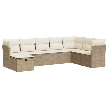 Set Divano da Giardino 8 pz con Cuscini Beige in Polyrattan | homemem39