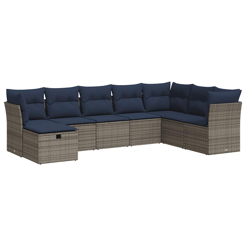 Set Divano da Giardino 8 pz con Cuscini Grigio in Polyrattan