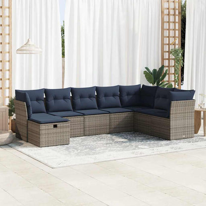 Set Divano da Giardino 8 pz con Cuscini Grigio in Polyrattan