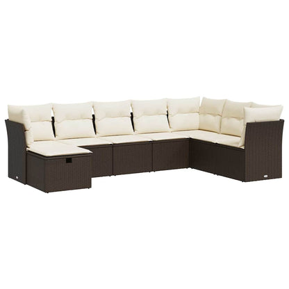Set Divani da Giardino 8 pz con Cuscini Marrone in Polyrattan - homemem39