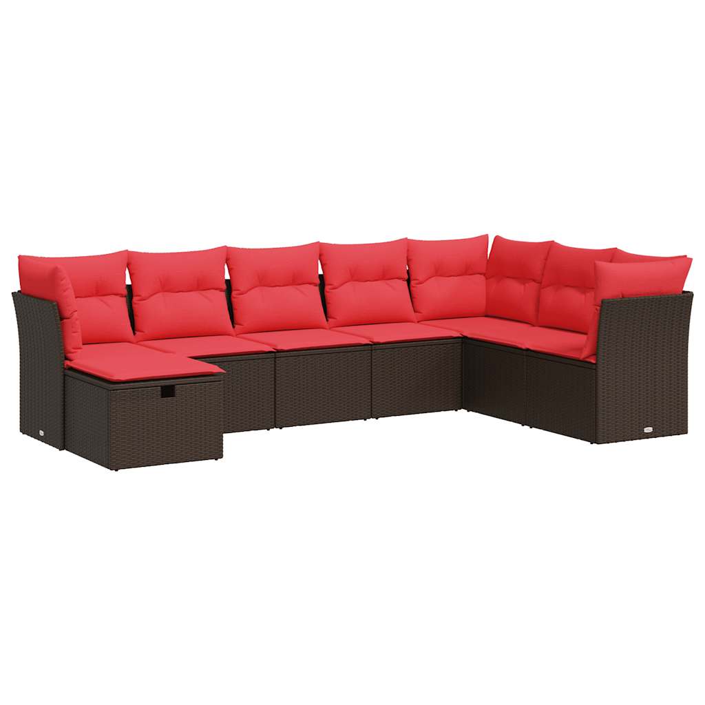 Set Divani da Giardino 8 pz con Cuscini Marrone in Polyrattan | homemem39