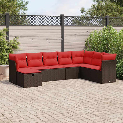 Set Divani da Giardino 8 pz con Cuscini Marrone in Polyrattan | homemem39