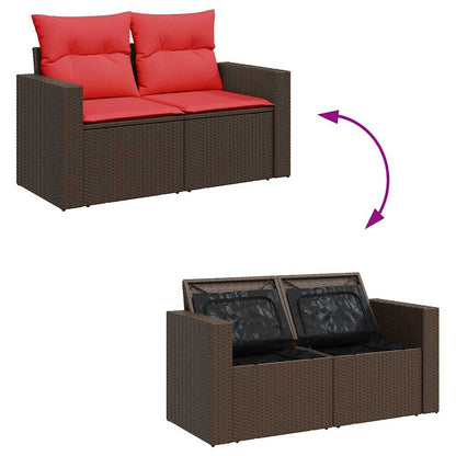 Set Divano da Giardino 4 pz con Cuscini Marrone in Polyrattan | homemem39