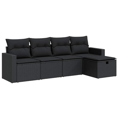 Set Divani da Giardino 5 pz con Cuscini in Polyrattan Nero | homemem39