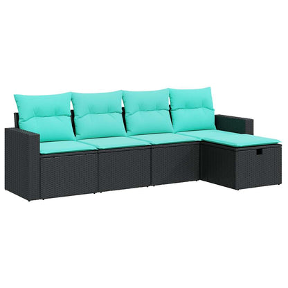 Set Divani da Giardino 5 pz con Cuscini in Polyrattan Nero | homemem39