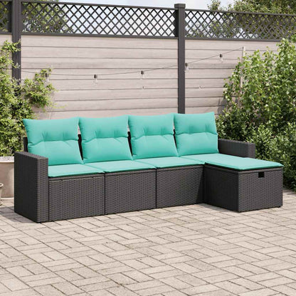 Set Divani da Giardino 5 pz con Cuscini in Polyrattan Nero | homemem39