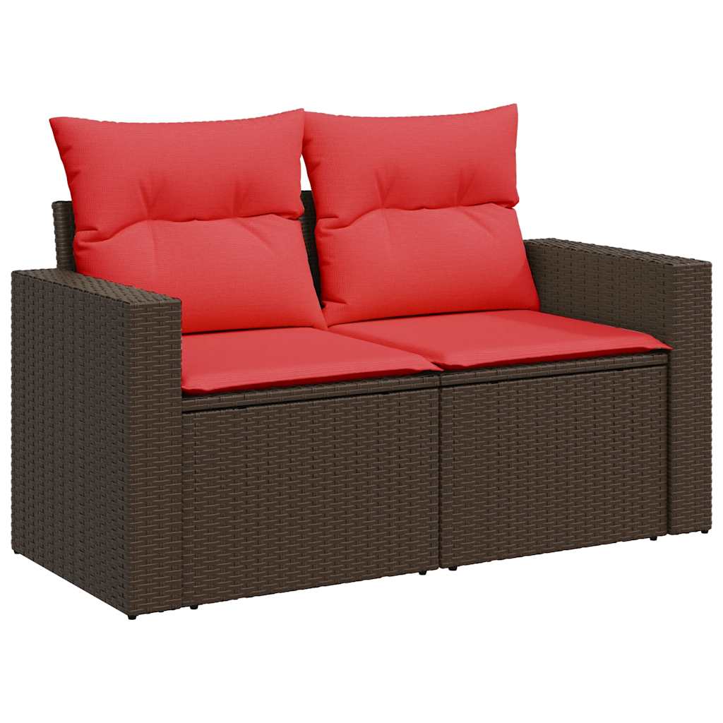Set Divano da Giardino 6 pz con Cuscini Marrone in Polyrattan - homemem39