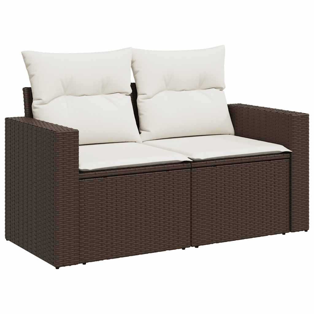 Set Divani da Giardino 7 pz con Cuscini Marrone in Polyrattan - homemem39