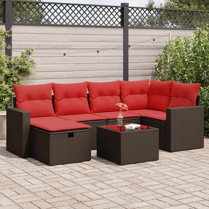 Set Divani da Giardino 7 pz con Cuscini Marrone in Polyrattan | homemem39